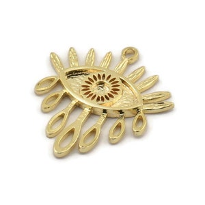 Gold Eye Charm, Gold Plated Brass Eye Charms With 1 Loop, Pendants - Pad Size 3mm (29x25x2mm) N1370
