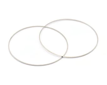 Silver Circle Connector, 24 Silver Tone Circle Connectors (70x0.80mm) BS 2411