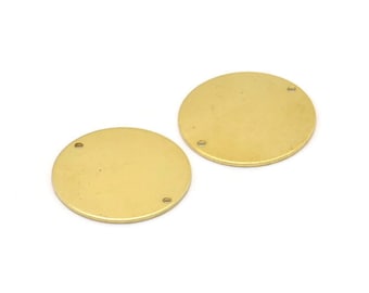 Brass Round Charm, 8 Raw Brass Round Charms With 2 Holes, Blanks (22x0.80mm) M02662