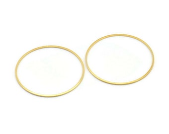 45mm Circle Connector, 12 Gold Tone Brass Circle Connectors (45x1x1mm) D1579