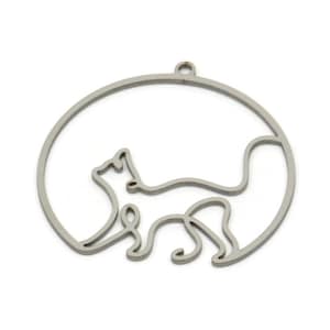 Steel Round Charm, Stainless Steel Cat Charms With 1 Loop, Findings (29x30x0.80mm) SMP2188