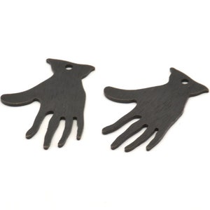 Ciondoli a mano neri, 10 ciondoli a mano in ottone nero ossidato con texture con 1 foro (25x17x0,80 mm) D0655 S997