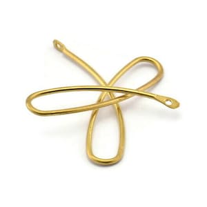 Ribbon Wire Pendant, 6 Raw Brass Ribbon Wire Pendant With 2 Holes, Connectors (40x1.2mm) E361