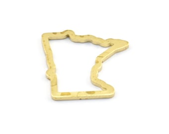 Brass Minnesota Charm, 24 Raw Brass Minnesota State Charms, Findings (18x17.5x1mm) E045