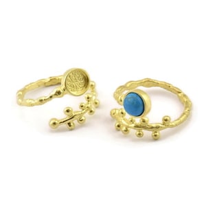 Brass Ring Setting, Raw Brass Adjustable Rings With 1 Stone Settings - Pad Size 6mm N2533