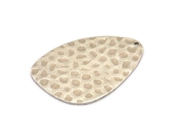 Ciondolo a goccia in argento, 2 ciondoli a goccia in ottone placcato argento antico martellato con 1 foro, accessori (37x26x1mm) D1151
