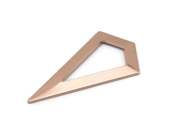 Rose Gold Triangle Pendant, 2 Rose Gold Plated Brass Triangle Pendants, Charms, Earrings (38x20x0.8mm) U148 Q0475