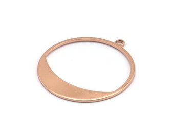 Rose Gold Round Charm, 4 Rose Gold Plated Brass Round Charms With 1 Loop, Earrings, Findings (31x29x0,70mm) D0741 Q1029