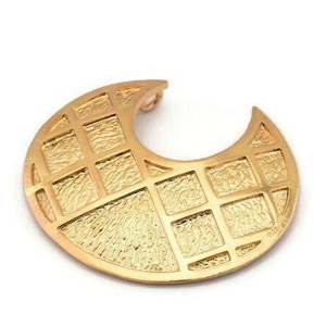 Gold Ethnic Pendant, 1 Gold Plated Brass Ethnic Pendants With 2 Loops (37x33mm) E278 Q0567