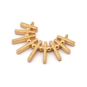 Gold Fringed Pendant, 1 Gold Plated Brass Textured Fringed Pendant With 2 Loops (30x38x3mm) BS 1960 Q0562