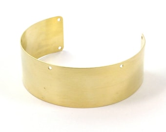 Brazalete de latón en bruto - Brazalete de latón en bruto con 7 agujeros (ancho de 25 mm) Brc017