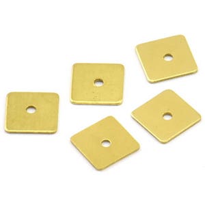 Brass Square Charm, 100 Raw Brass Square Discs, Charms, Findings (7mm) Brs552 A0484