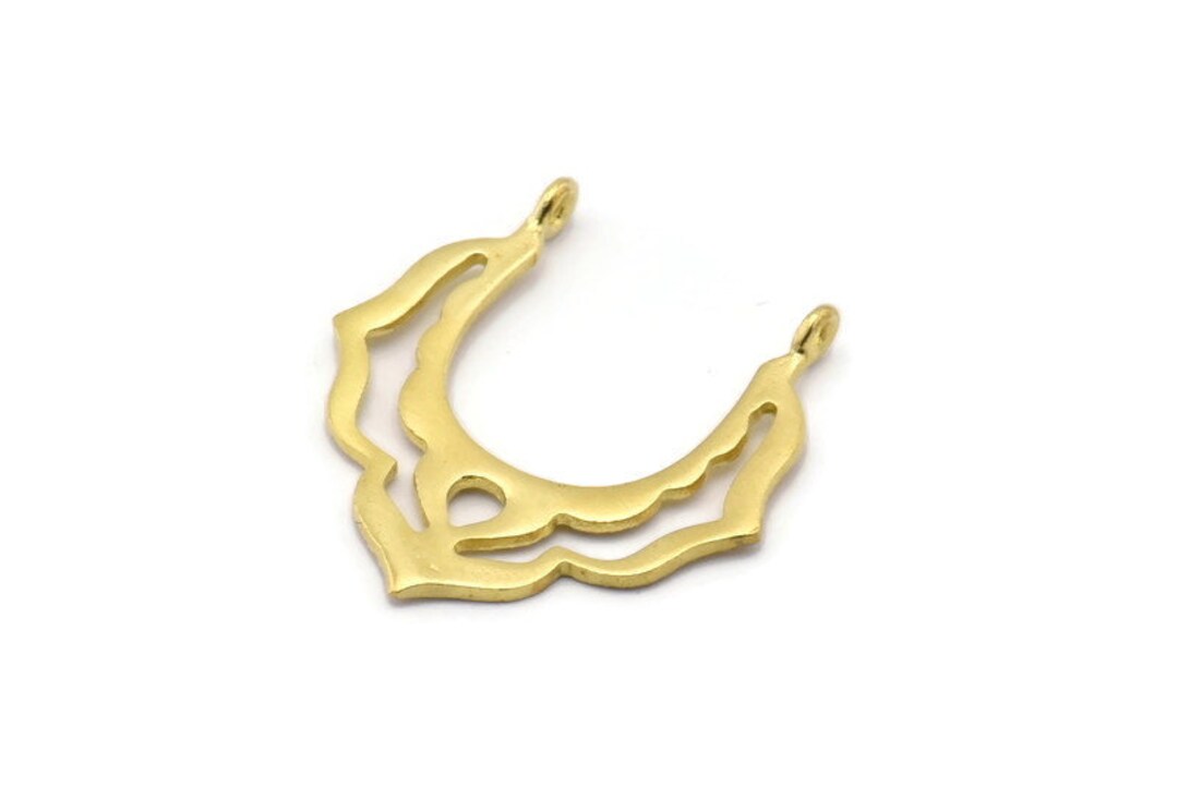 Brass Pendant Finding, 4 Raw Brass Pendant Findings With 2 Loops