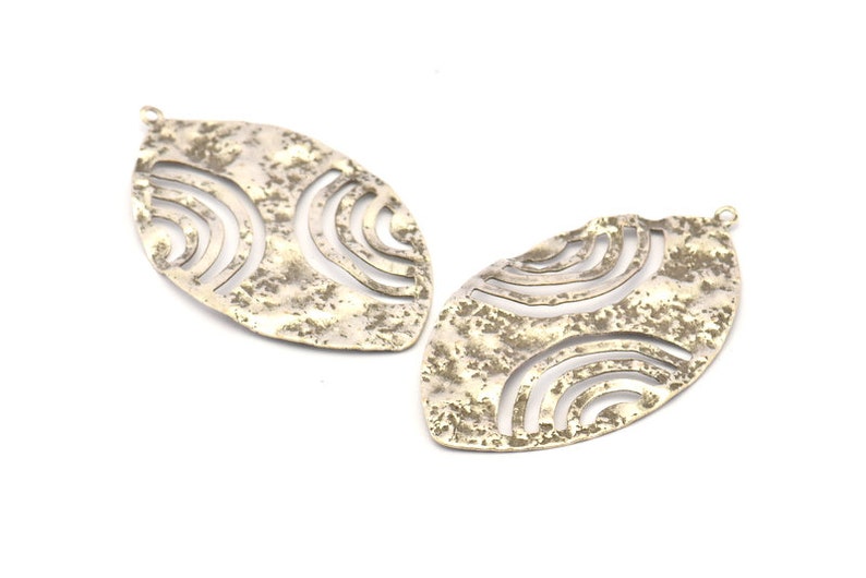 Silver Oval Pendant D762 H872 6 Antique Silver Plated Brass Hammered Oval Pendants With 1 Loop Charms Findings 49x28x0.50mm Earrings