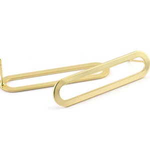Gold Oval Earring, 2 Gold Plated Brass Oval Stud Earrings (44x11x0.90mm) D1340 A1423 Q0288