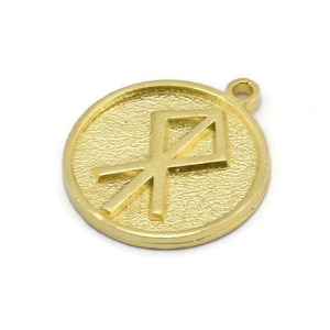 Messing Nordische Runen Anhänger, Messing Wikinger Talisman Von Consagracion Symbol Anhänger mit 1 Öse, Wikinger Runen (20x17x1.5 mm) N2041