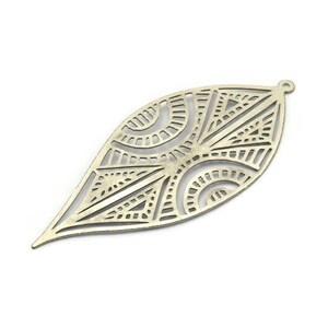 Silver Leaf Charm, 4 Antique Silver Plated Brass Leaf Charms With 1 Loop, Findings (58x25x0.40mm) D1663