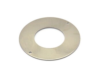 Dije redondo de acero, 6 dijes redondos de acero inoxidable con 2 agujeros (40 x 0,70 mm) M02849