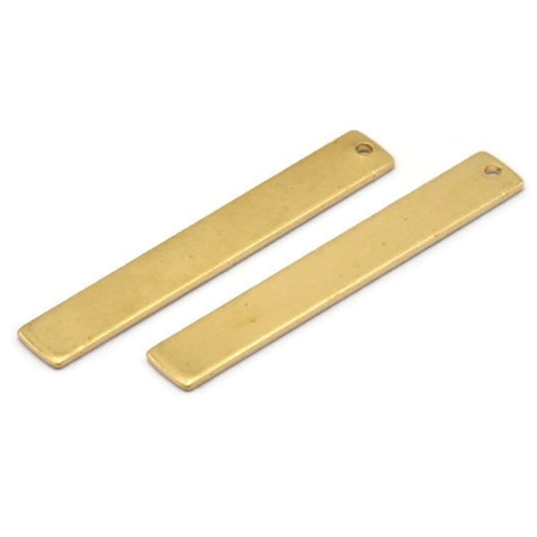 Brass Necklace Bar, 12 Raw Brass Rectangle Stamping Blanks With 1 Hole, Earrings, Pendants, (41x6x1mm) D0835