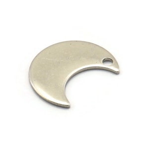 Steel Moon Charm, 50 Steel Moon Charms With 1 Hole (15x8x0.70mm) M02900
