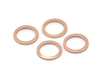 Roséguldcirkelring, 12 runda ringar i roséguldpläterad mässing, berlocker (10 mm) B0118 Q0032