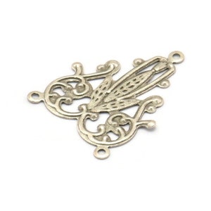 Silver Earring Finding, 12 Antique Silver Plated Brass Earring Findings With 2 Loops (30x23mm) Brs 475 A0606