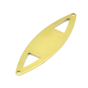 Brass Marquise Charm, 10 Raw Brass Marquise Shape Stamping Blank Charms With 2 Holes Earrings, Findings (55x16x0.80mm) B0283