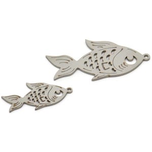 Steel Fish Charm, Stainless Steel Fish Charms, Findings (21/31x0.80mm) SMP2200