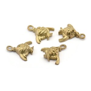 Brass Fish Charm, 12 Raw Brass Fish Charms With 1 Loop, Pendants, Jewelry Supplies, Findings (12x12x4mm) SY0044