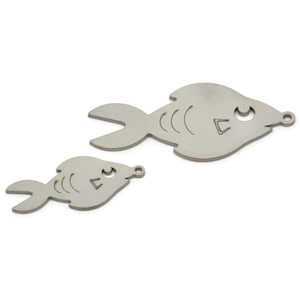 Steel Fish Charm, Stainless Steel Fish Charms, Findings (21/31x0.80mm) SMP2202