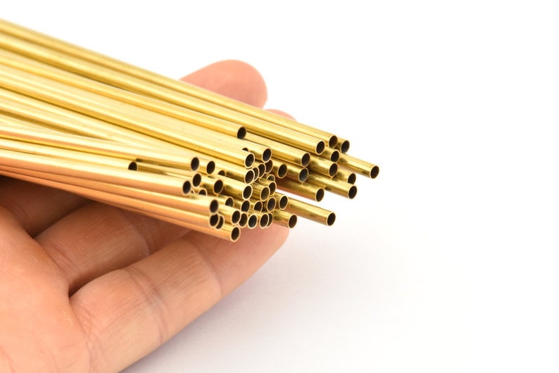 Tubos de latón de 3 mm Tamaño personalizado - 24 cuentas de tubo de latón en bruto - 100 mm-150 mm-200 mm-250 mm-300 mm-350 mm imagen 3