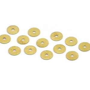 Middle Hole Disc, 100 Raw Brass Round Discs, Charms, Findings (6mm) Brs81 A0439