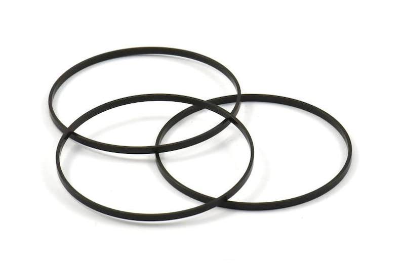 6 Oxidized Brass Black Circle Connectors 45x0.75x1.8mm Bs 1072 S253 Black Circle Connectors