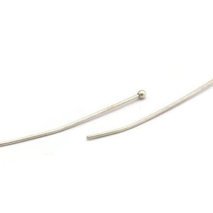 Silver Ball Pin, 24 Antique Silver Plated Brass Ball Pins (50x2.5mm) BS 2294