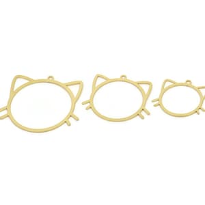 Brass Cat Charm, Raw Brass Cat Charms With 1 Loop, Cat Findings, Animal Jewelry (20/25/30x0.60mm) SMP2493