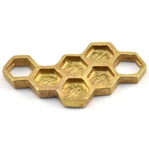 Brass Honeycomb Pendant, 3 Raw Brass Honeycomb Pendant, Charms, Findings (33x18x2.4mm) U114