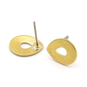 Brass Drop Earring, 10 Raw Brass Drop Stud Earrings (12x0.70mm) M01534 A2432