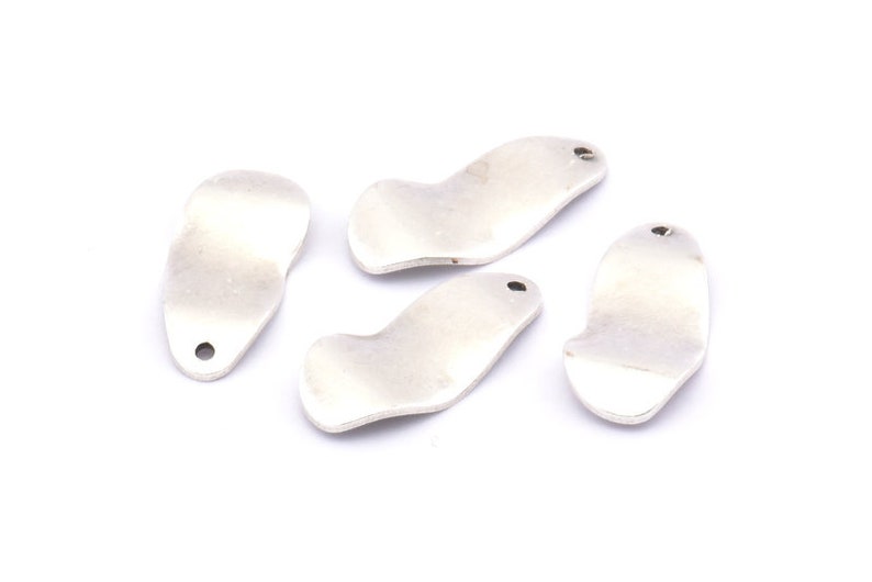 D582 H747 12 Antique Silver Plated Brass Wavy Charms With 1 Hole Silver Wavy Charm 21x10x0.80mm