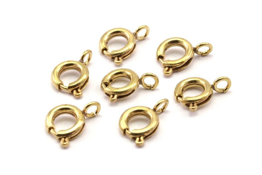 Spring Ring Clasps 50 Raw Brass Round Spring Ring Clasps 5mm A0890 Etsy