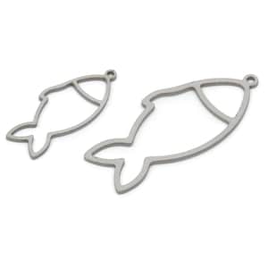 Steel Fish Charm, Stainless Steel Fish Charms With 1 Loop, Blanks, Findings (22/32x0.80mm) SMP2178