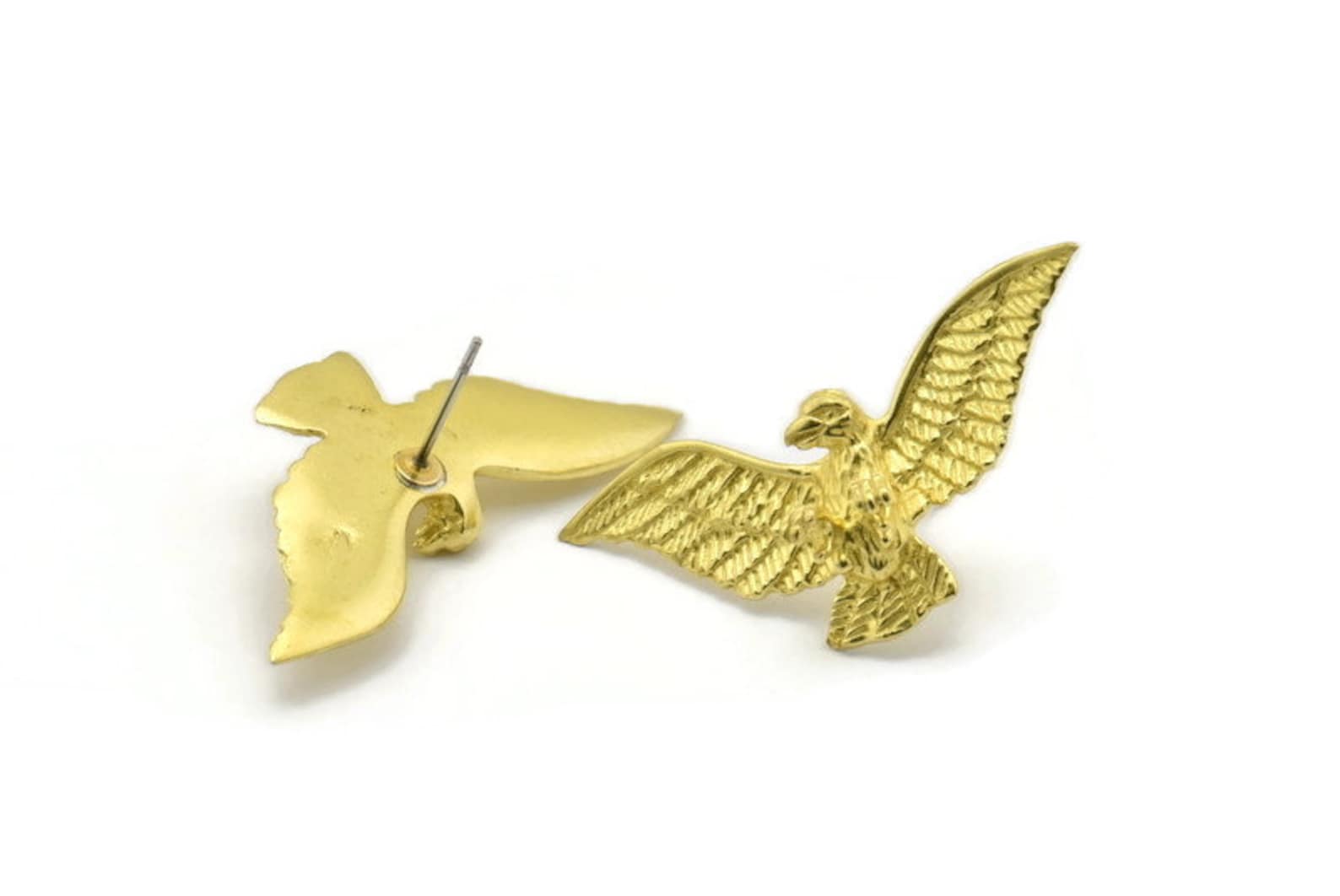 Brass Eagle Earring 2 Raw Brass Eagle Stud Earrings 40x20mm Etsy