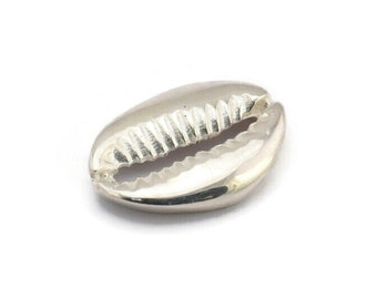 Hallazgo de concha de plata, hallazgos de concha de cauri de plata 925, colgantes, dijes, pendientes, cuentas (20-25 mm) E275