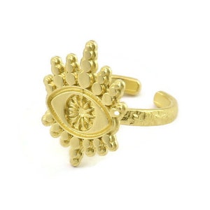 Brass Eye Ring, Raw Brass Eye Rings, Adjustable Rings, Evil Eye Rings - N2530