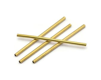 Brass Tube Beads - 50 Raw Brass Tube Beads (2x45mm) Bs 1338