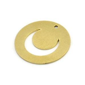 Brass Moon Charm, 8 Raw Brass Crescent Moon Charms With 1 Hole, Round Moon Charms (22x0.80mm) A3417