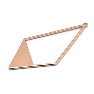 Rose Gold Diamond Charm, 2 Rose Gold Plated Brass Diamond Charms With 1 Loop, Pendants, Findings (56x27.5mm) E017 Q0651
