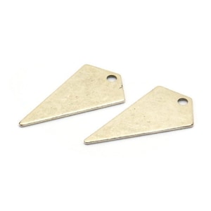 Tiny Necklace Triangle, 10 Antique Silver Plated Brass Triangle Charms With 1 Hole (22x12x0.60mm) D0346