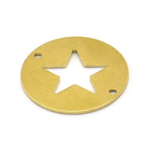 Messing Stern Verbinder, 10 Roh Messing Stern Verbinder mit 2 Löchern, Zubehör, Anhänger (23x0,9 mm) E175