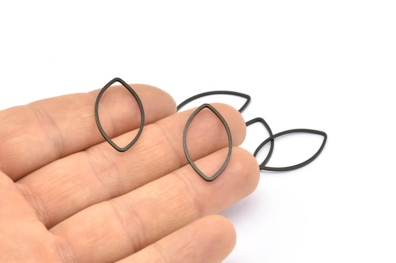 Black Marquise Ring Connector 25 Oxidized Brass Black Marquise Ring 14x25x0.9mm D064 Charms