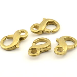 Brass Parrot Clasp, 6 Raw Brass Lobster Claw Clasps (17x10mm) A1339